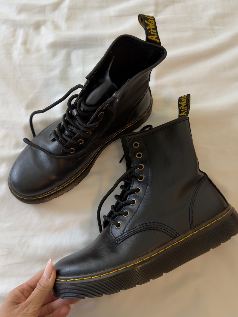 Black Leather Lace-Up Combat Boots